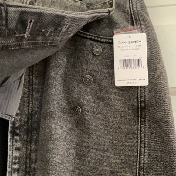 NWT Free People Black Denim/Jean Mini Skirt - Picture 5 of 5